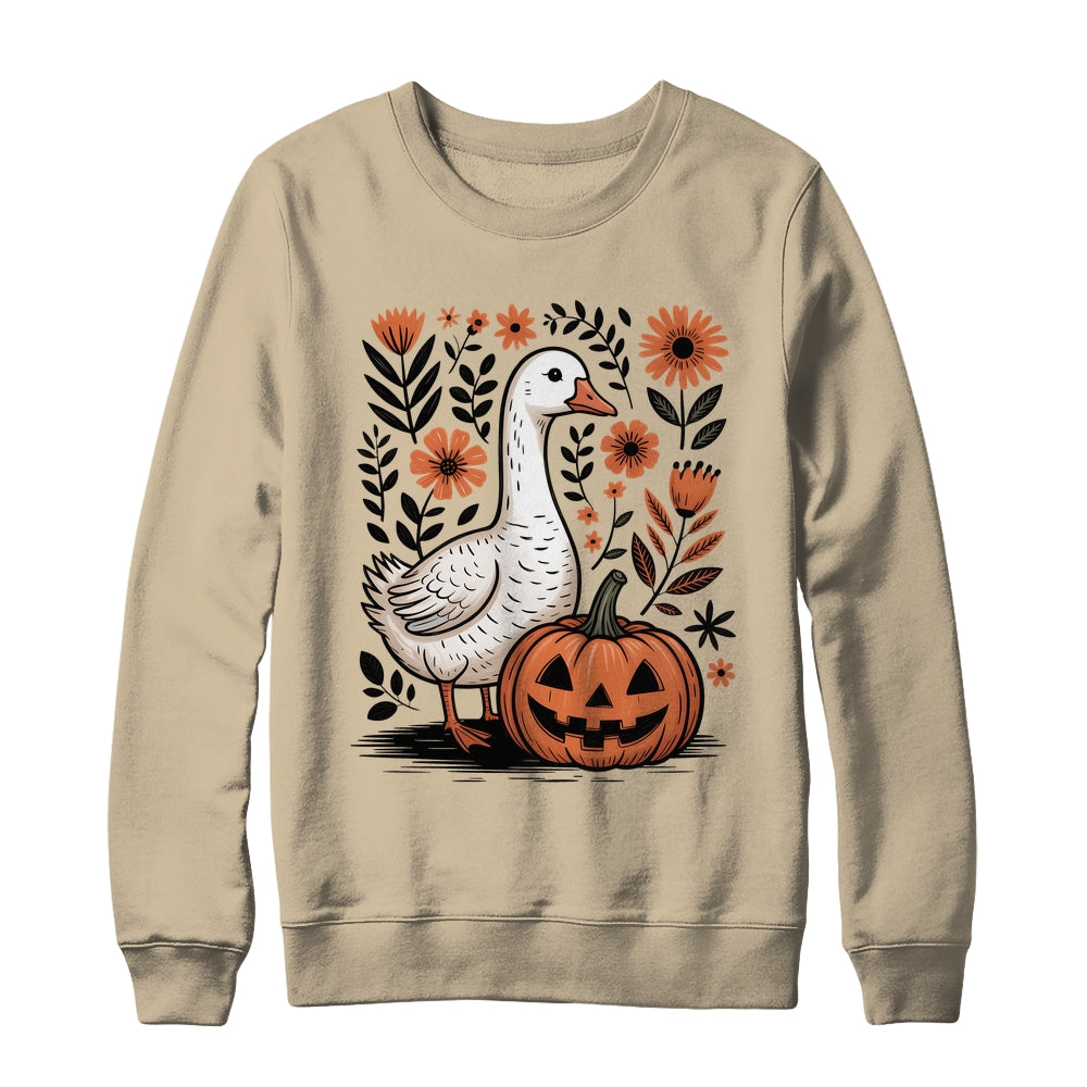 Goose Halloween Fall Goose Floral Boho Halloween Funny Fall Shirt & Sweatshirt | siriusteestore