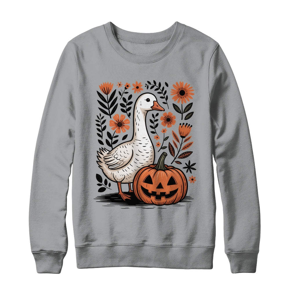 Goose Halloween Fall Goose Floral Boho Halloween Funny Fall Shirt & Sweatshirt | siriusteestore