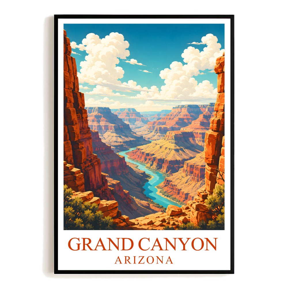 Grand Canyon Arizona Travel Poster Vintage Landscape Wall Art Painting Print Souvenir Picture For Home Decor Living Room Office Bedroom Unframed | siriusteestore