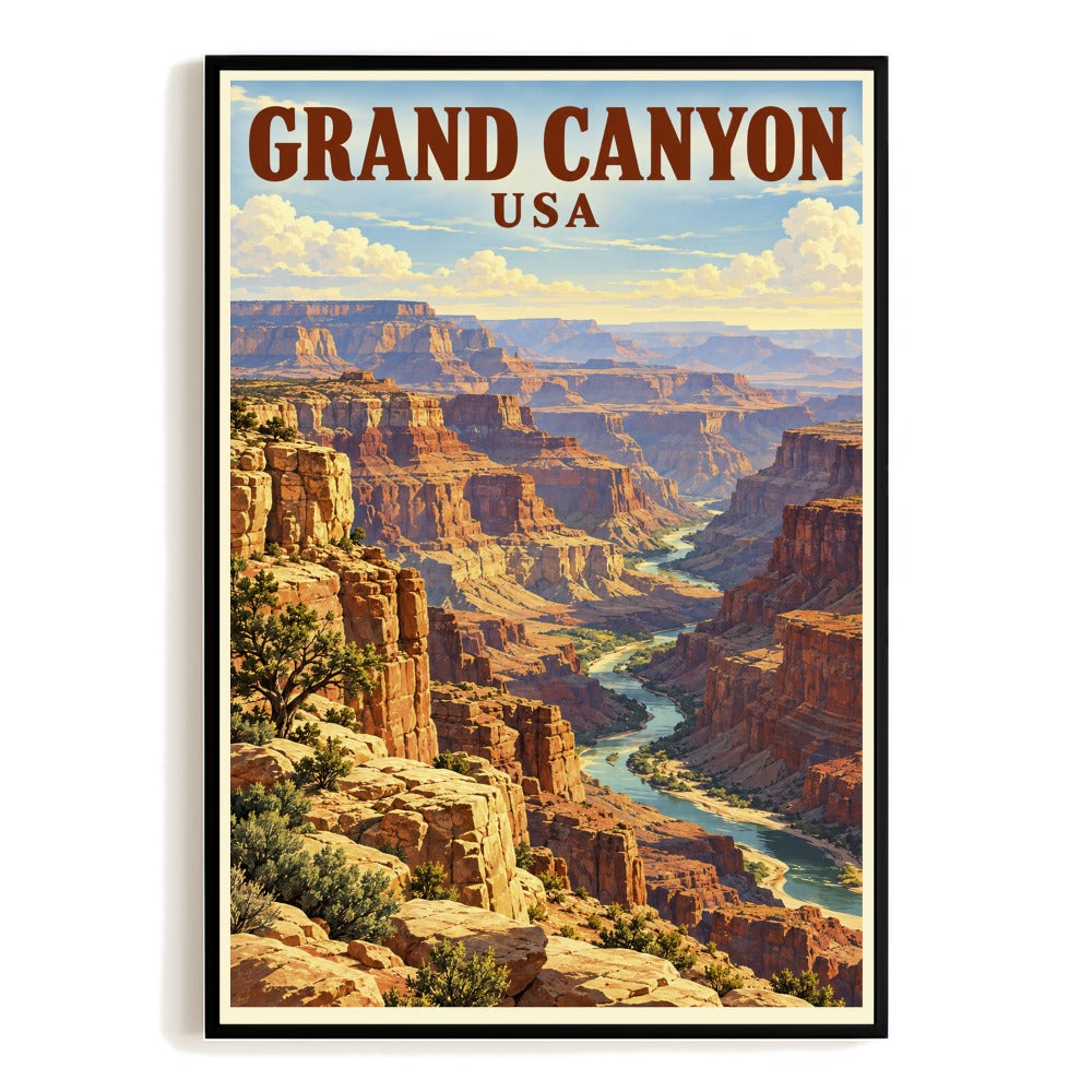 Grand Canyon Arizona Usa Travel Gift Poster Vintage Southwest Desert Wall Art Print Canyon Landscape Nature Adventure Decor For Home Living Room Office Bedroom Unframed | siriusteestore
