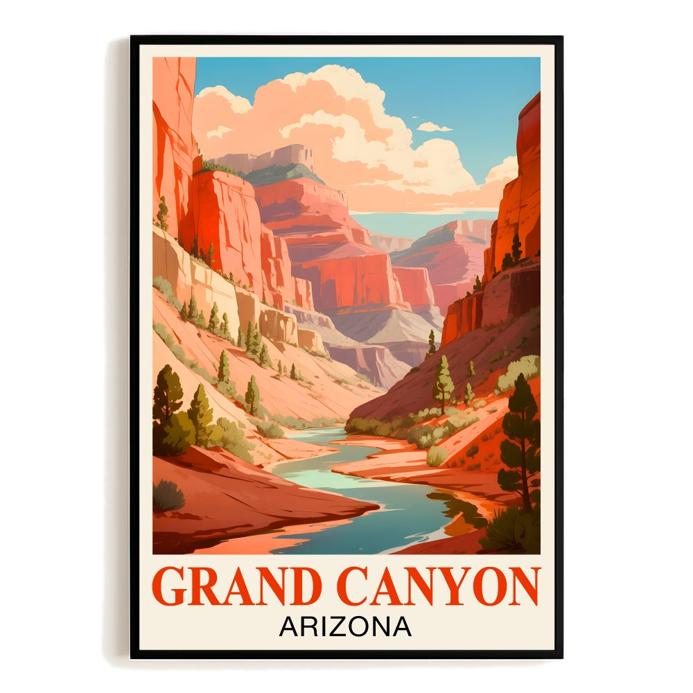 Grand Canyon Arizona Vintage Travel Poster Iconic Red Rock Canyon Landscape Souvenir Wall Art Print Painting Ideal For Home Office Living Room Bedroom Decor Unframed | siriusteestore