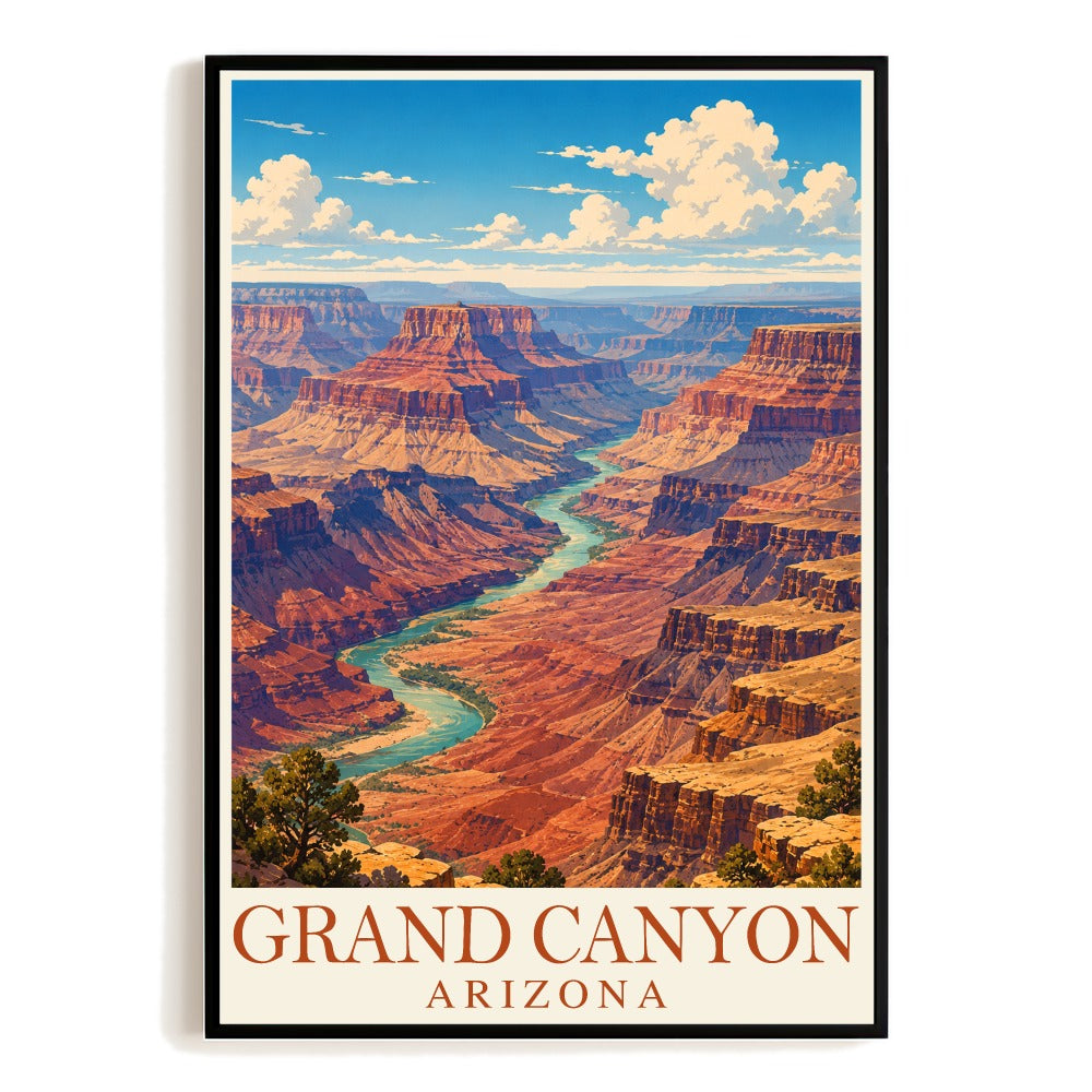 Grand Canyon Arizona Vintage Travel Poster Landscape Wall Art Nature Print Painting Souvenir Home Office Living Room Bedroom Decor Unframed | siriusteestore