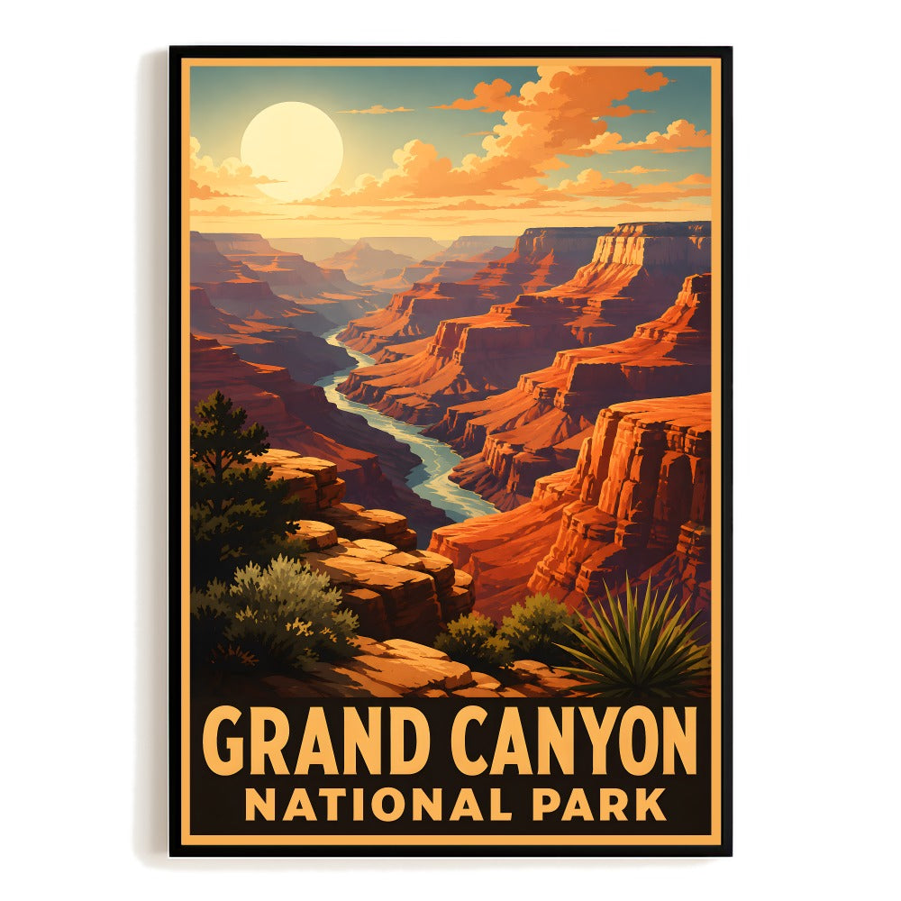 Grand Canyon National Park Southwest Travel Poster Arizona Vintage Landscape Wall Art Decor For Home Living Room Office Souvenir Print Nature Adventure Gift Unframed | siriusteestore