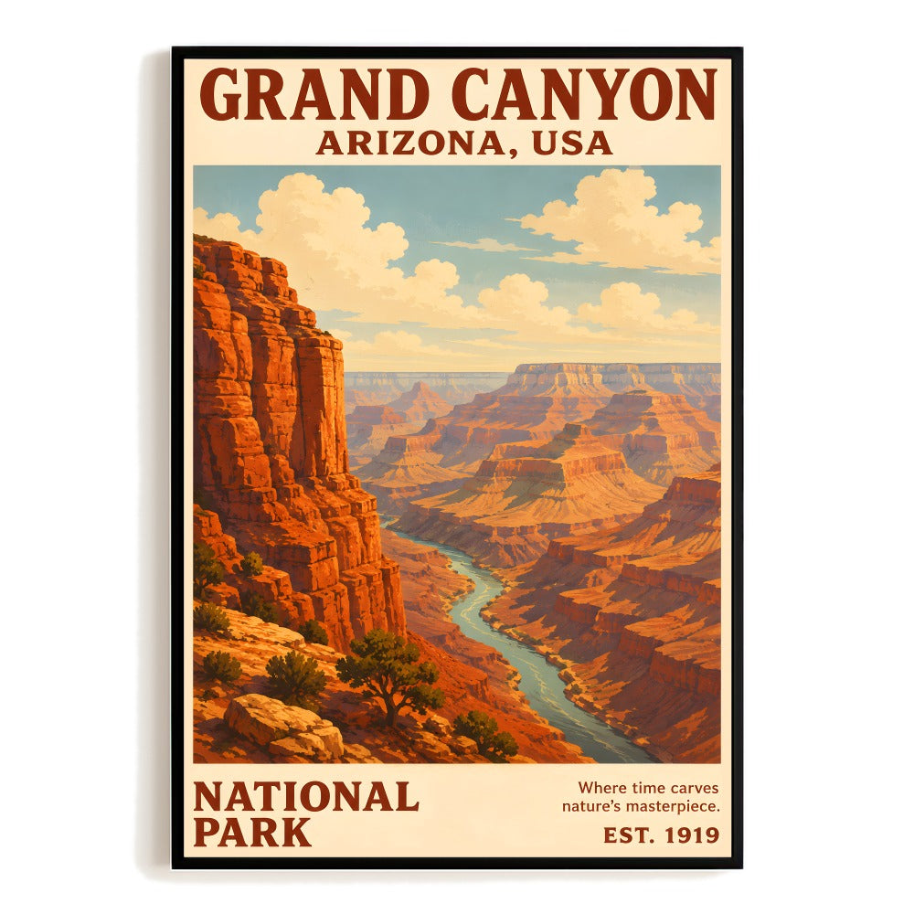 Grand Canyon National Park Travel Poster Arizona Landscape Vintage Print Souvenir Gifts Artwork Ideal For Home Office Living Room Bedroom Wall Decor Unframed | siriusteestore