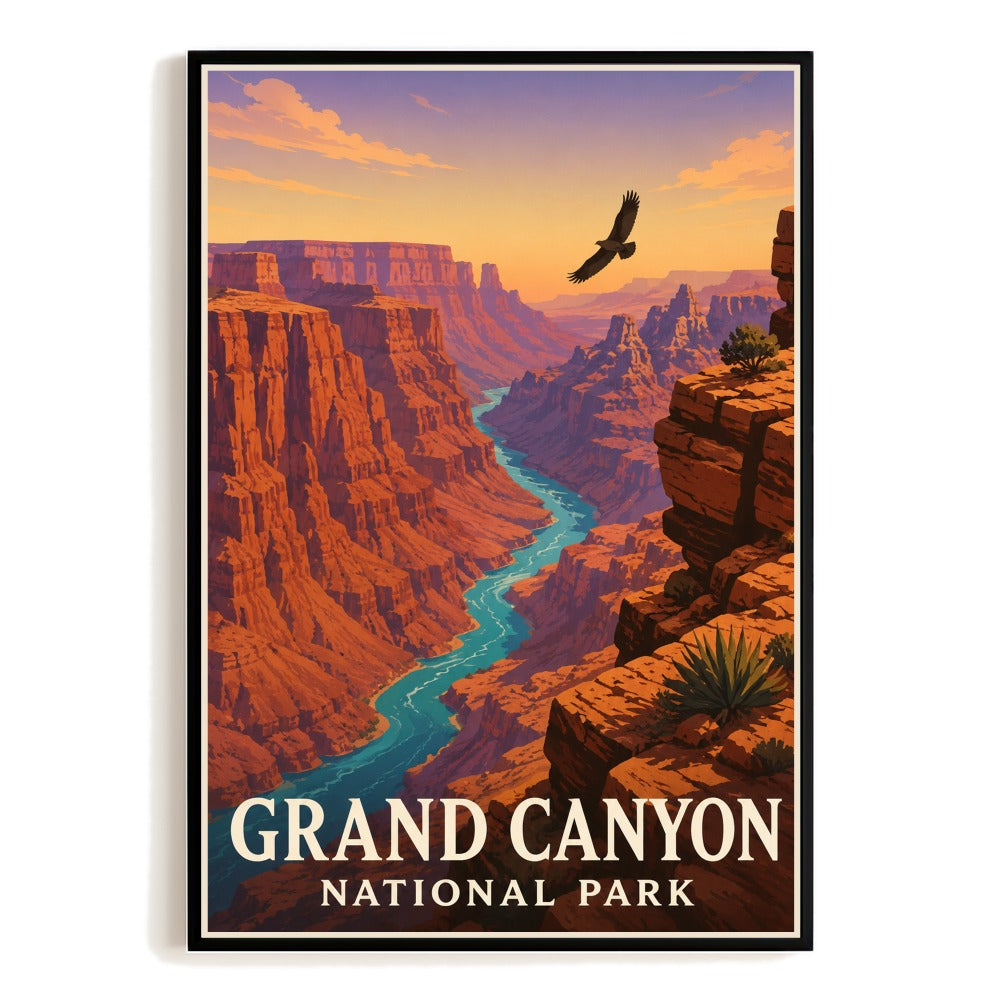 Grand Canyon National Park Travel Poster Arizona Wall Art Vintage Adventure Souvenir Print Painting Picture For Home Living Room Office Bedroom Decor Unframed | siriusteestore