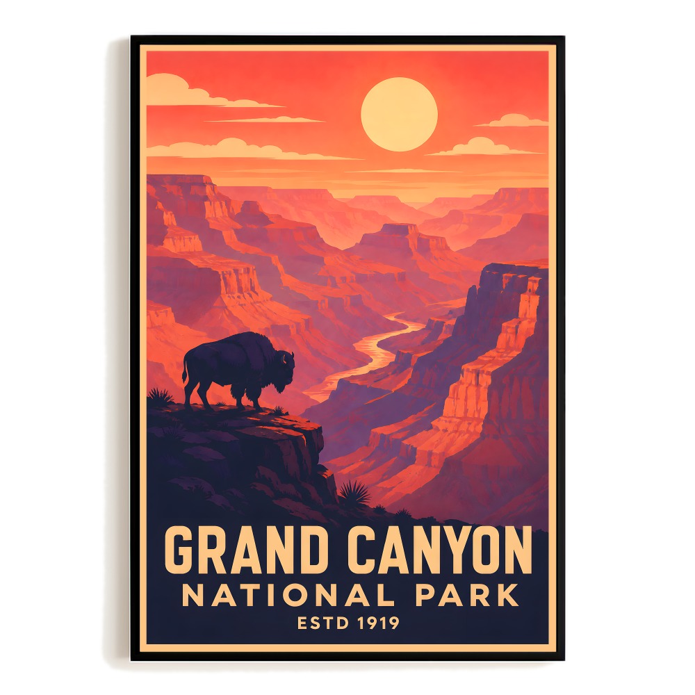 Grand Canyon National Park Travel Poster Vintage Landscape Wall Art Decor For Nature Lovers Adventure Gift Souvenir Print Ideal For Home Living Room Office Unframed | siriusteestore