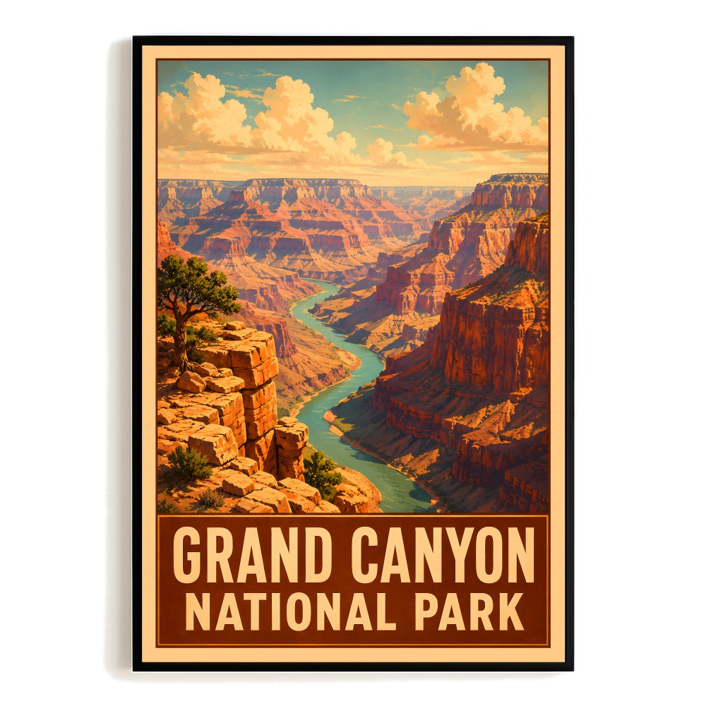 Grand Canyon National Park Vintage Travel Poster Wall Art Retro Landscape Print Adventure Souvenir Decor For Home Living Room Office Bedroom Unframed | siriusteestore