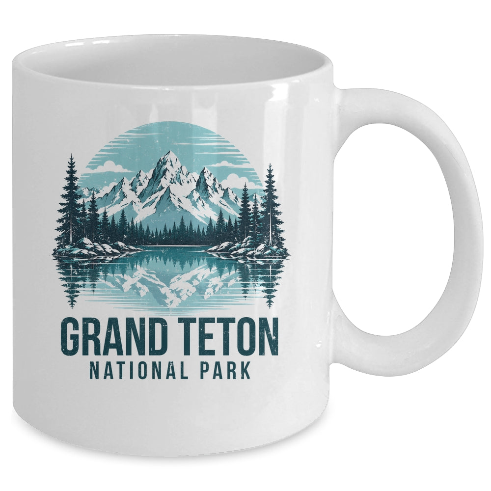 Grand Teton National Park Retro Mountain Lake Outdoor Hiking Mug | siriusteestore