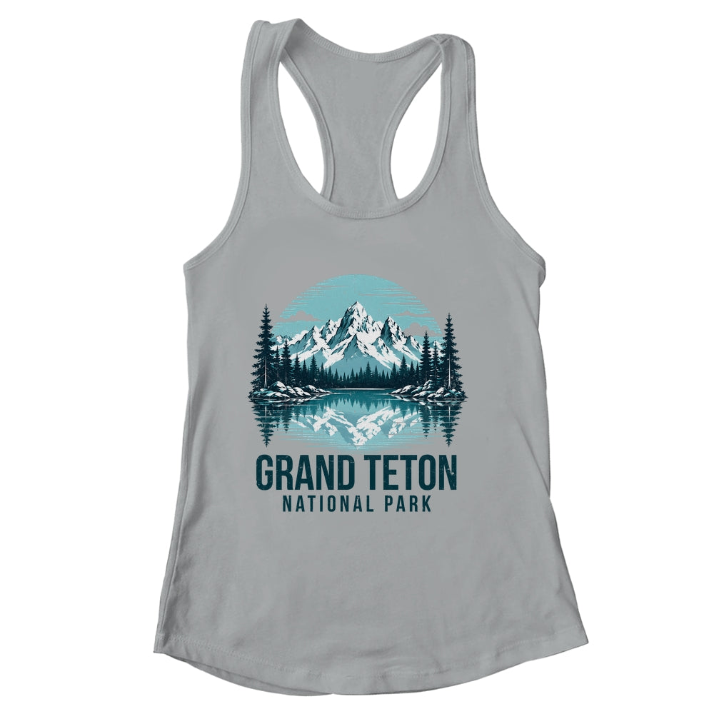 Grand Teton National Park Retro Mountain Lake Outdoor Hiking Shirt & Tank Top | siriusteestore