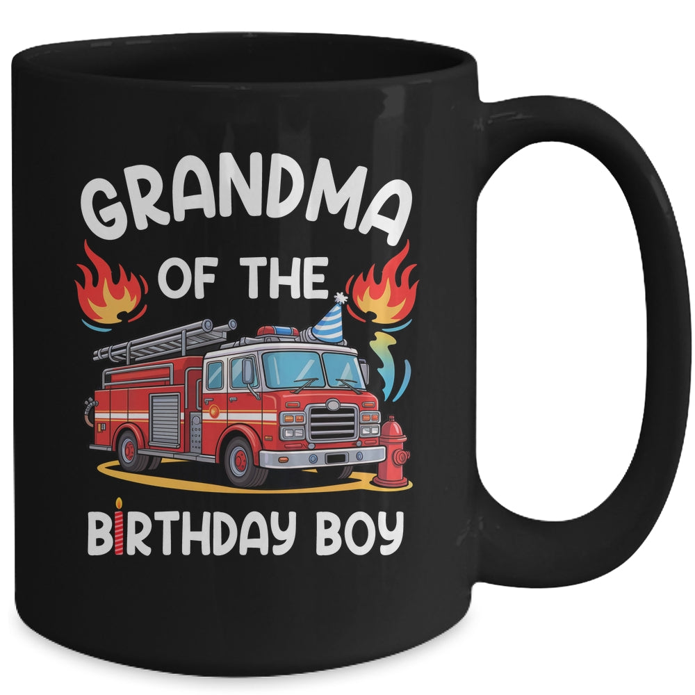 Grandma Of The Birthday Boy Fire Truck Firefighter 1st Party Mug | siriusteestore