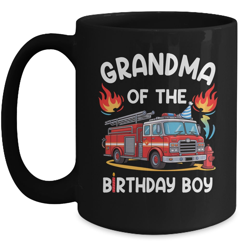 Grandma Of The Birthday Boy Fire Truck Firefighter 1st Party Mug | siriusteestore