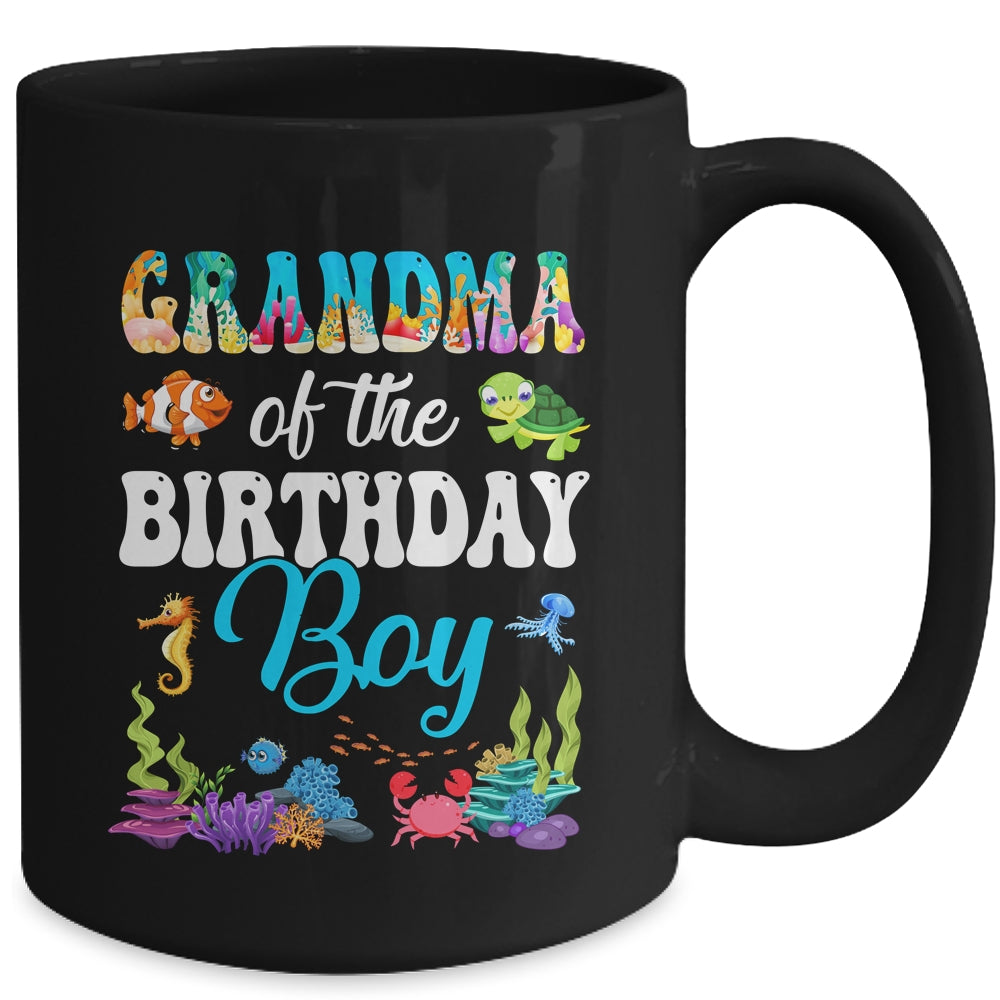Grandma Of The Birthday Boy Sea Fish Ocean Aquarium Party Mug | siriusteestore