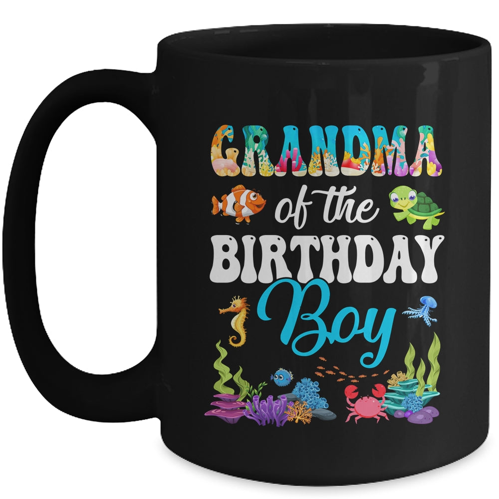 Grandma Of The Birthday Boy Sea Fish Ocean Aquarium Party Mug | siriusteestore