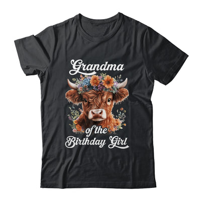 Grandma Of The Birthday Girl Highland Cow Farm Family Shirt & Hoodie | siriusteestore