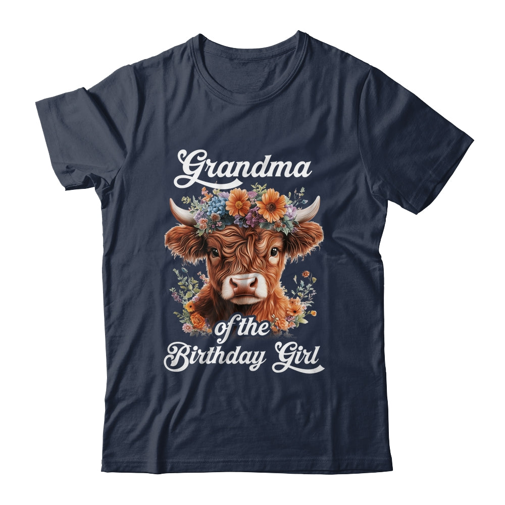 Grandma Of The Birthday Girl Highland Cow Farm Family Shirt & Hoodie | siriusteestore