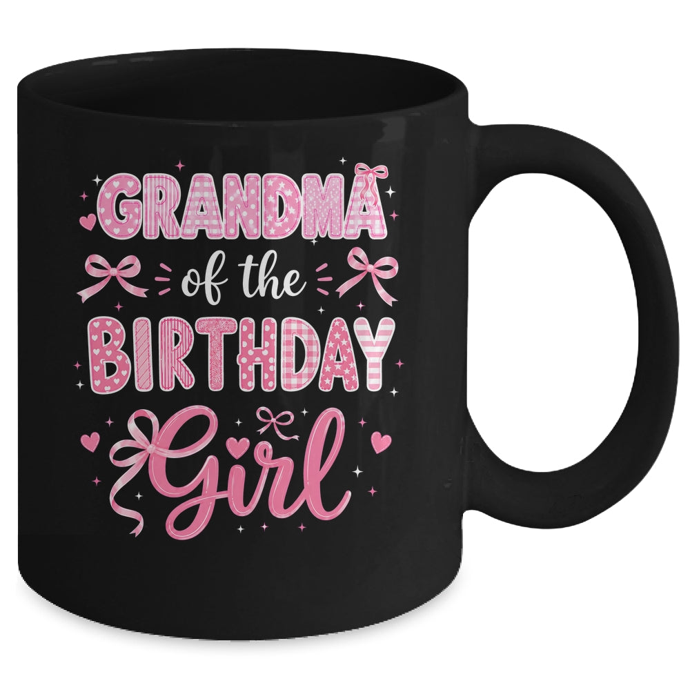 Grandma Of The Birthday Girl Matching Pink Coquette Bow Mug | siriusteestore