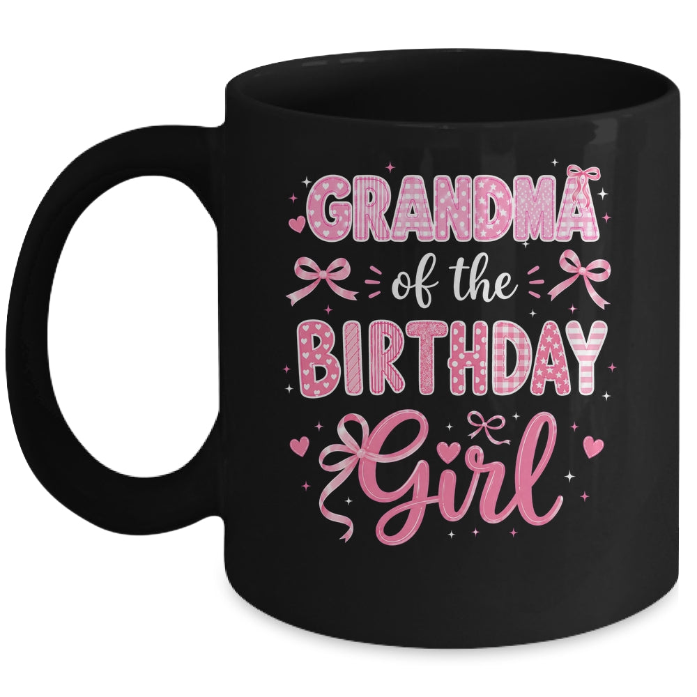 Grandma Of The Birthday Girl Matching Pink Coquette Bow Mug | siriusteestore