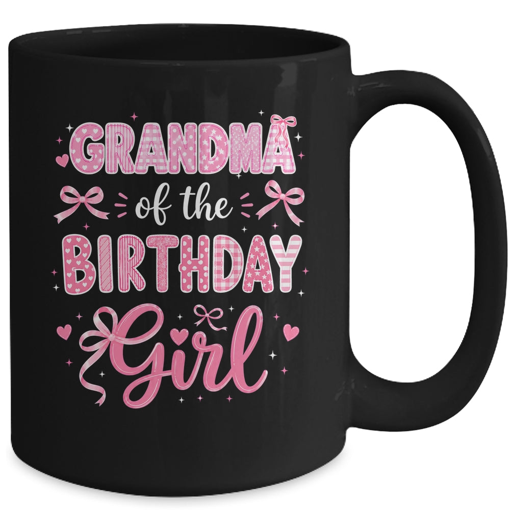 Grandma Of The Birthday Girl Matching Pink Coquette Bow Mug | siriusteestore