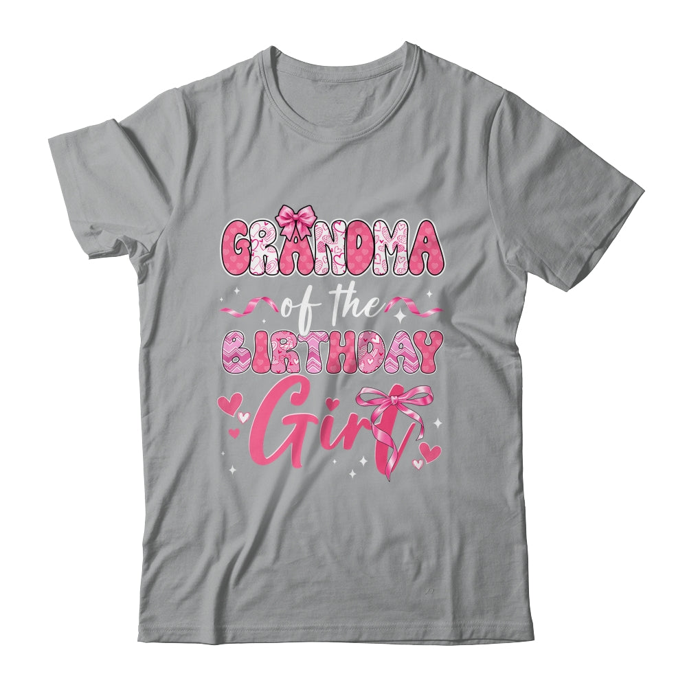 Grandma Of The Birthday Girl Pink Coquette Bow Family Shirt & Hoodie | siriusteestore