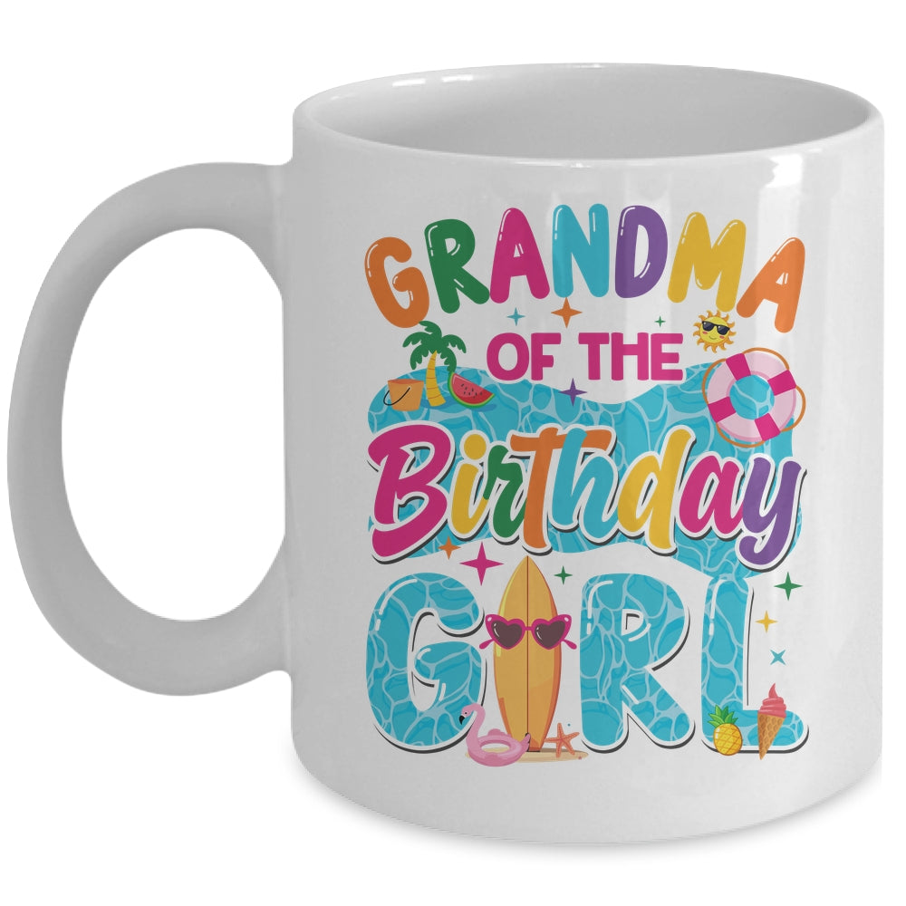 Grandma Of The Birthday Girl Pool Party Beach Family Matching Mug | siriusteestore