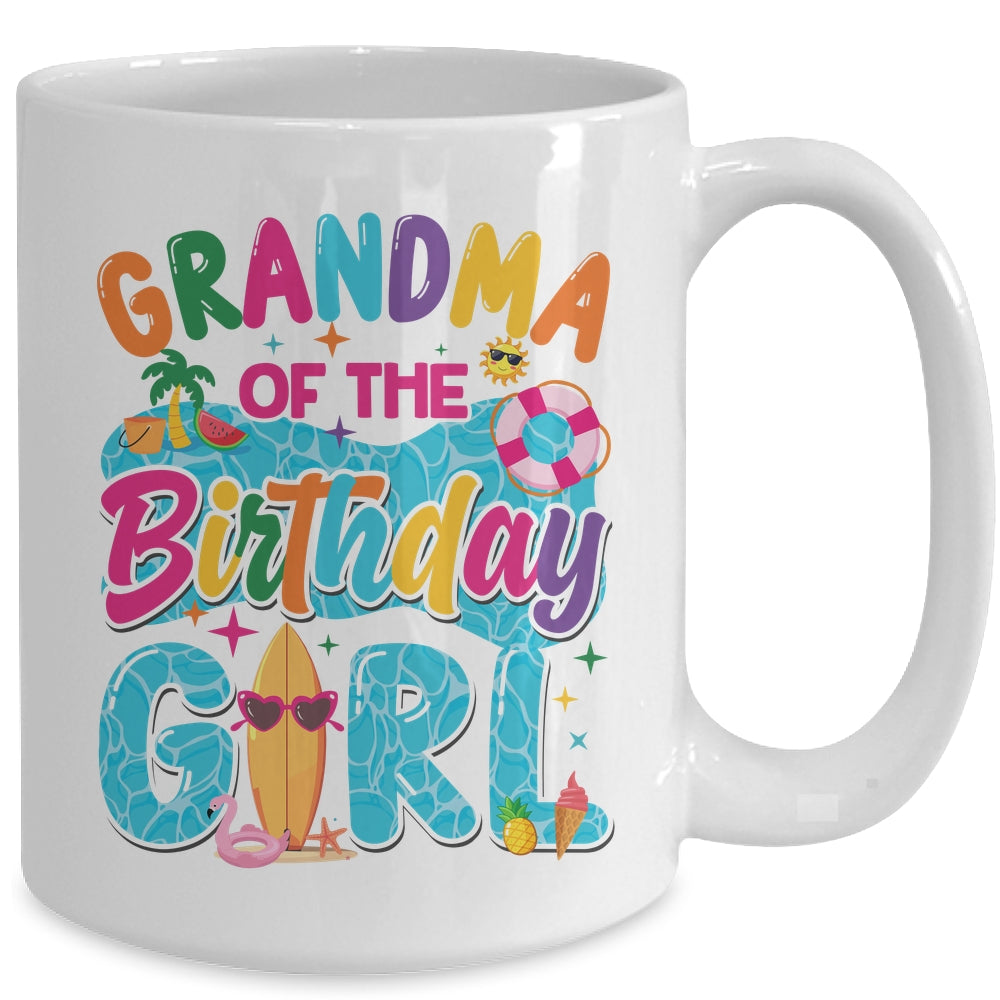 Grandma Of The Birthday Girl Pool Party Beach Family Matching Mug | siriusteestore