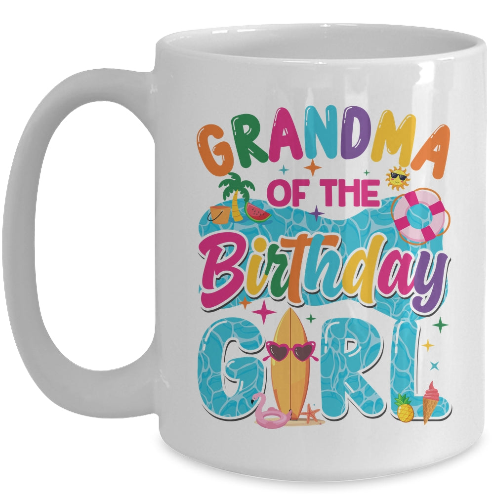 Grandma Of The Birthday Girl Pool Party Beach Family Matching Mug | siriusteestore