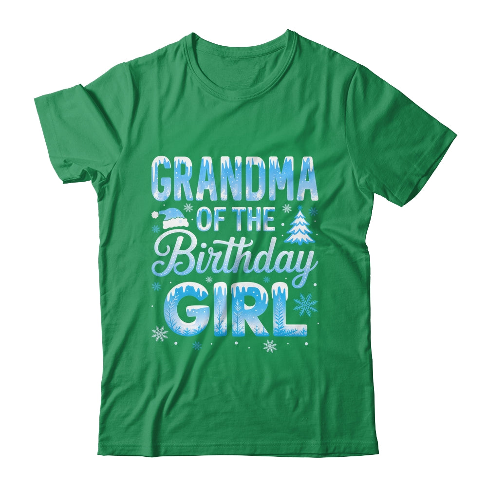 Grandma Of The Birthday Girl Snowflakes Winter Family Matching Shirt & Hoodie | siriusteestore