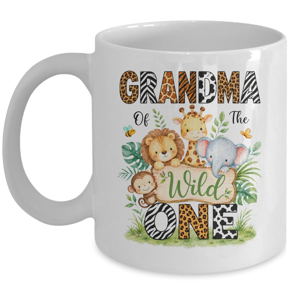 Grandma Of The Wild One First Birthday Boy Jungle Safari Mug | siriusteestore