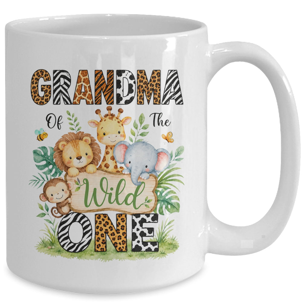 Grandma Of The Wild One First Birthday Boy Jungle Safari Mug | siriusteestore