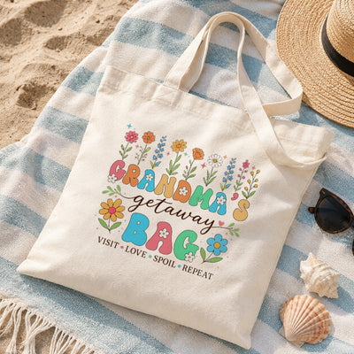 Grandma's Getaway Bag Floral Tote Bag Aesthetic Canvas Tote For Grandma Mom Women Reusable Grocery Shopping Beach Travel Everyday Use Gift For Grandmother Birthday Shirt & Hoodie | siriusteestore