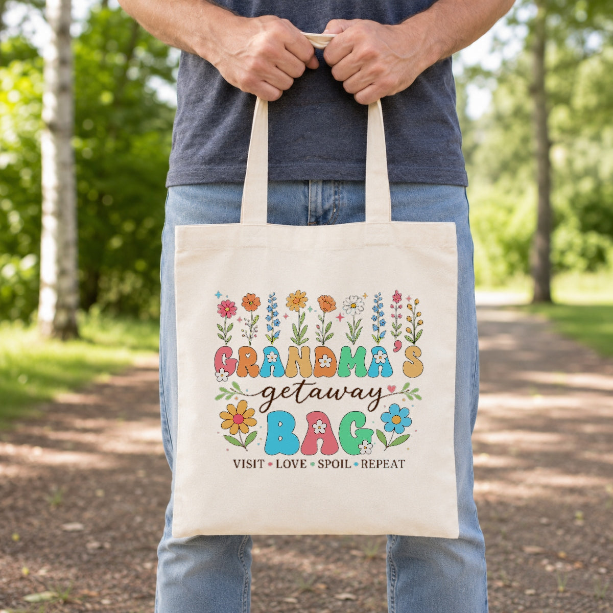 Grandma's Getaway Bag Floral Tote Bag Aesthetic Canvas Tote For Grandma Mom Women Reusable Grocery Shopping Beach Travel Everyday Use Gift For Grandmother Birthday Shirt & Hoodie | siriusteestore