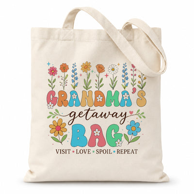 Grandma's Getaway Bag Floral Tote Bag Aesthetic Canvas Tote For Grandma Mom Women Reusable Grocery Shopping Beach Travel Everyday Use Gift For Grandmother Birthday Shirt & Hoodie | siriusteestore