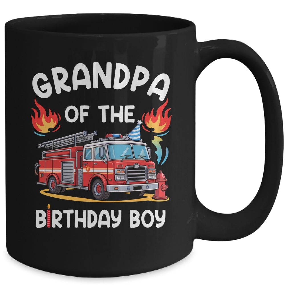 Grandpa Of The Birthday Boy Fire Truck Firefighter 1st Party Mug | siriusteestore