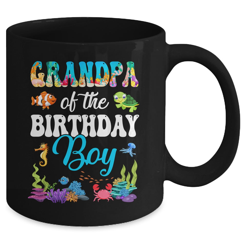 Grandpa Of The Birthday Boy Sea Fish Ocean Aquarium Party Mug | siriusteestore