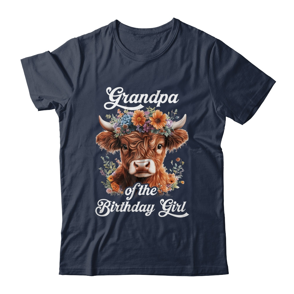 Grandpa Of The Birthday Girl Highland Cow Farm Family Shirt & Hoodie | siriusteestore