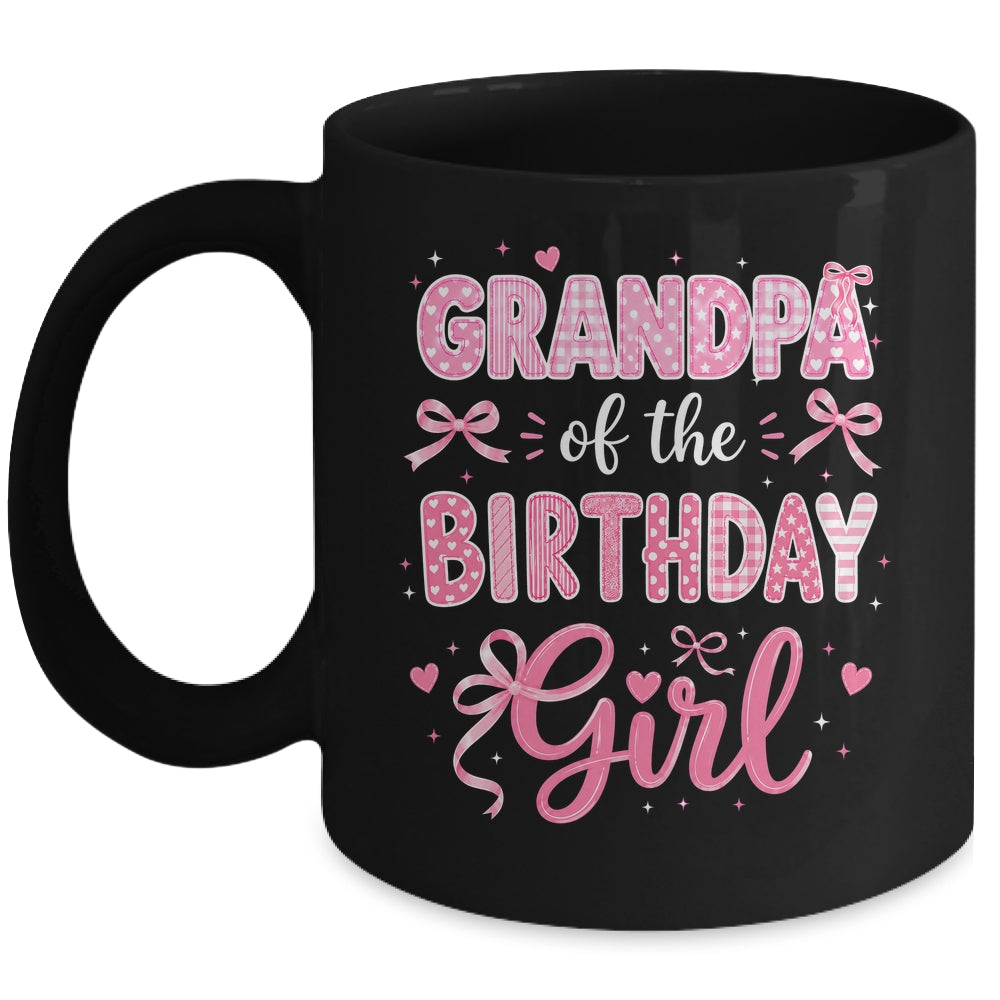 Grandpa Of The Birthday Girl Matching Pink Coquette Bow Mug | siriusteestore