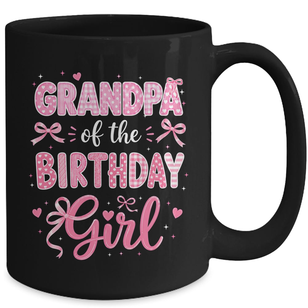 Grandpa Of The Birthday Girl Matching Pink Coquette Bow Mug | siriusteestore