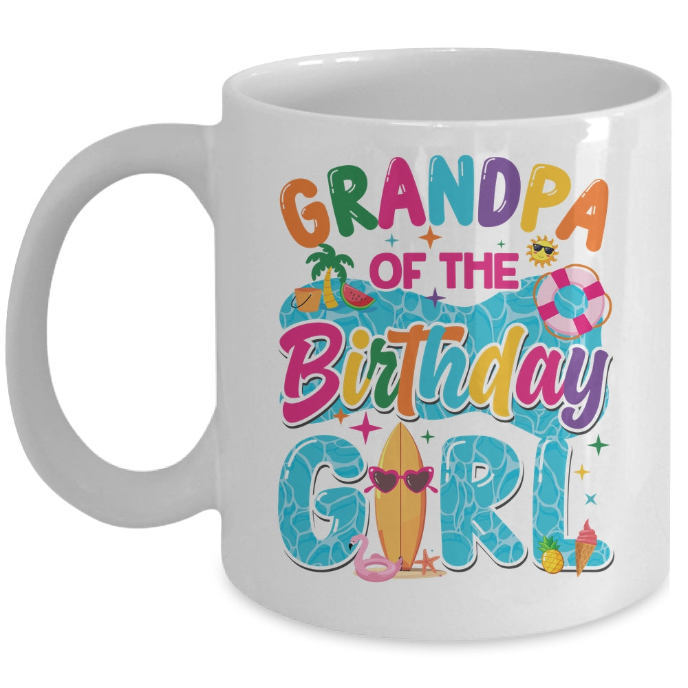 Grandpa Of The Birthday Girl Pool Party Beach Family Matching Mug | siriusteestore