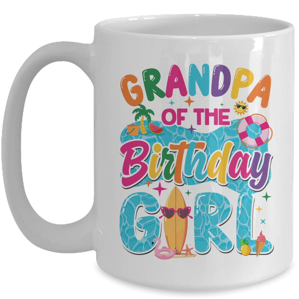 Grandpa Of The Birthday Girl Pool Party Beach Family Matching Mug | siriusteestore