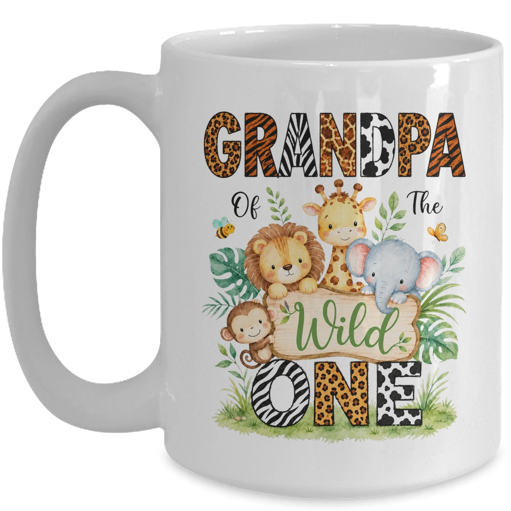 Grandpa Of The Wild One First Birthday Boy Jungle Safari Mug | siriusteestore