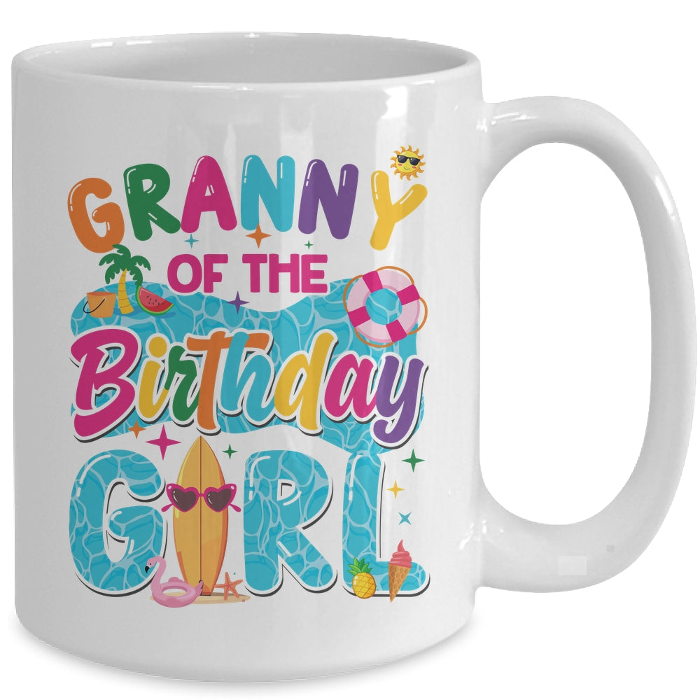 Granny Of The Birthday Girl Pool Party Beach Family Matching Mug | siriusteestore