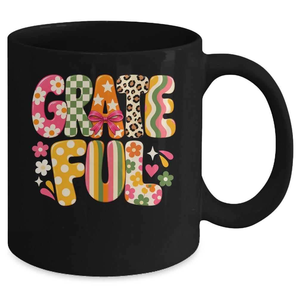 Grateful Preppy Fall Season Thanksgiving Faith Christian Mug | siriusteestore