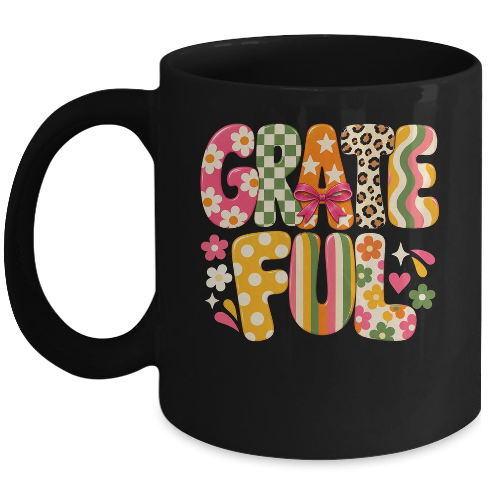 Grateful Preppy Fall Season Thanksgiving Faith Christian Mug | siriusteestore