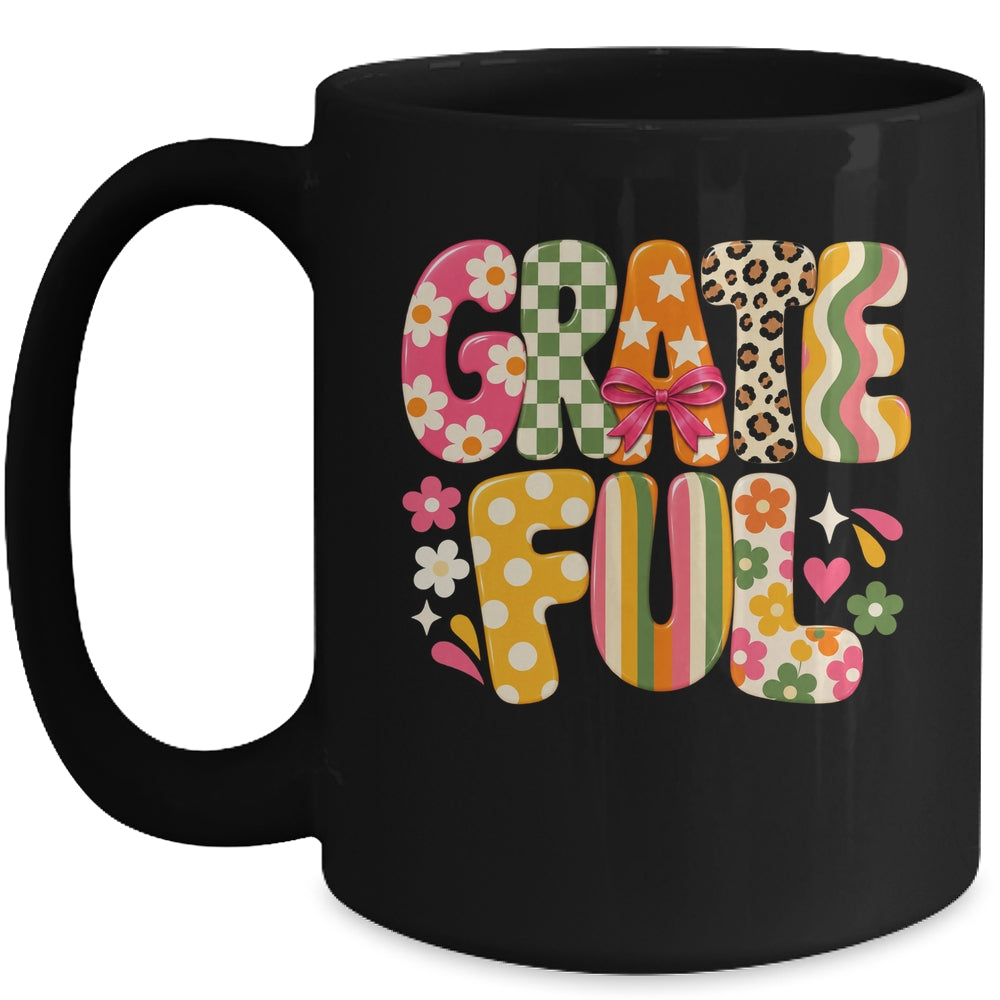Grateful Preppy Fall Season Thanksgiving Faith Christian Mug | siriusteestore