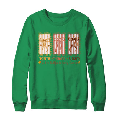 Grateful Thankful Blessed Coquette Fall Season Christian Shirt & Sweatshirt | siriusteestore