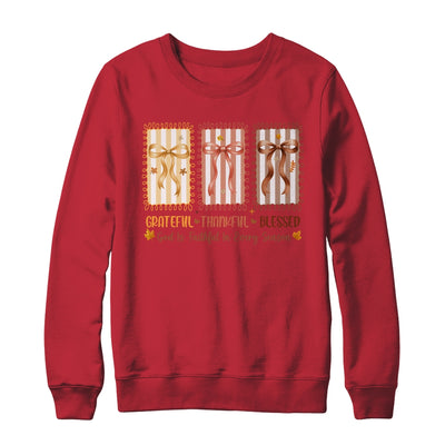 Grateful Thankful Blessed Coquette Fall Season Christian Shirt & Sweatshirt | siriusteestore