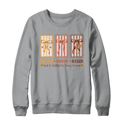 Grateful Thankful Blessed Coquette Fall Season Christian Shirt & Sweatshirt | siriusteestore
