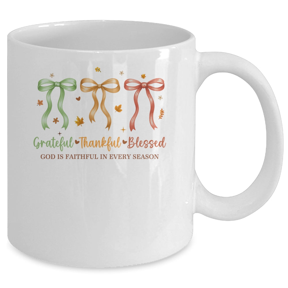 Grateful Thankful Blessed Coquette Fall Season Faith Autumn Mug | siriusteestore