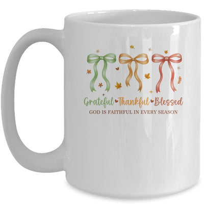 Grateful Thankful Blessed Coquette Fall Season Faith Autumn Mug | siriusteestore