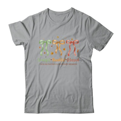 Grateful Thankful Blessed Coquette Fall Season Faith Autumn Shirt & Sweatshirt | siriusteestore